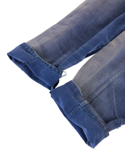 【ジャンク品】【メンズ】 FRENCH VINTAGE フレンチ ヴィンテージ 推定50'S LAPEL BLUE MOLESKIN WORK JACKET ラペル ブルー モールスキン ワークジャケット アウター 146-251128-rt-30-tag サイズ：不明 下記参照 カラー：ブルー系 万代Net店