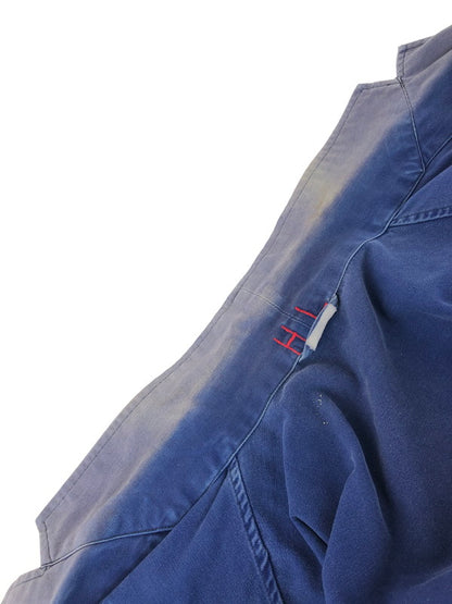 【ジャンク品】【メンズ】 FRENCH VINTAGE フレンチ ヴィンテージ 推定50'S LAPEL BLUE MOLESKIN WORK JACKET ラペル ブルー モールスキン ワークジャケット アウター 146-251128-rt-30-tag サイズ：不明 下記参照 カラー：ブルー系 万代Net店
