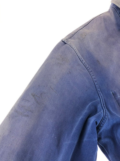 【ジャンク品】【メンズ】 FRENCH VINTAGE フレンチ ヴィンテージ 推定50'S LAPEL BLUE MOLESKIN WORK JACKET ラペル ブルー モールスキン ワークジャケット アウター 146-251128-rt-30-tag サイズ：不明 下記参照 カラー：ブルー系 万代Net店