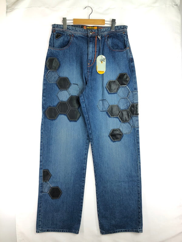 【中古品】【メンズ】 akademiks アカデミクス HONEYCOMB PATCHWORK DENIM PANTS ハニカム柄 パッチワーク デニムパンツ 157-251127-rt-17-tag サイズ：32 カラー：ブルー 万代Net店