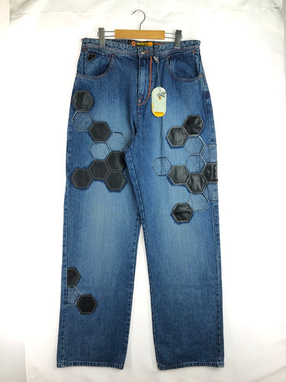 【中古品】【メンズ】 akademiks アカデミクス HONEYCOMB PATCHWORK DENIM PANTS ハニカム柄 パッチワーク デニムパンツ 157-251127-rt-17-tag サイズ：32 カラー：ブルー 万代Net店