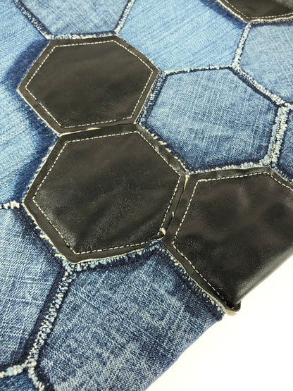 【中古品】【メンズ】 akademiks アカデミクス HONEYCOMB PATCHWORK DENIM PANTS ハニカム柄 パッチワーク デニムパンツ 157-251127-rt-17-tag サイズ：32 カラー：ブルー 万代Net店