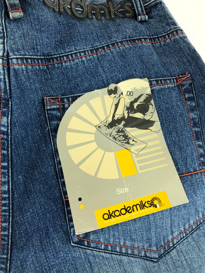 【中古品】【メンズ】 akademiks アカデミクス HONEYCOMB PATCHWORK DENIM PANTS ハニカム柄 パッチワーク デニムパンツ 157-251127-rt-17-tag サイズ：32 カラー：ブルー 万代Net店