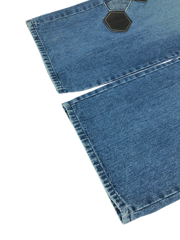 【中古品】【メンズ】 akademiks アカデミクス HONEYCOMB PATCHWORK DENIM PANTS ハニカム柄 パッチワーク デニムパンツ 157-251127-rt-17-tag サイズ：32 カラー：ブルー 万代Net店