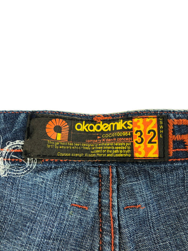 【中古品】【メンズ】 akademiks アカデミクス HONEYCOMB PATCHWORK DENIM PANTS ハニカム柄 パッチワーク デニムパンツ 157-251127-rt-17-tag サイズ：32 カラー：ブルー 万代Net店