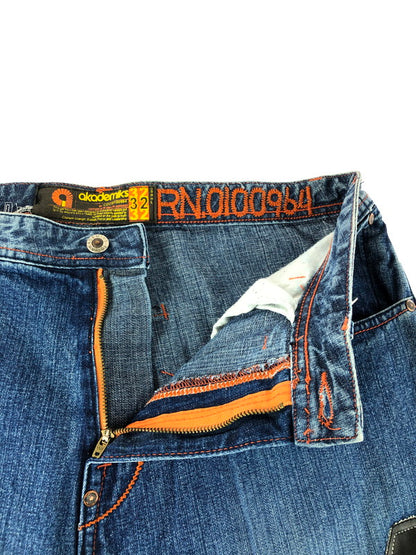 【中古品】【メンズ】 akademiks アカデミクス HONEYCOMB PATCHWORK DENIM PANTS ハニカム柄 パッチワーク デニムパンツ 157-251127-rt-17-tag サイズ：32 カラー：ブルー 万代Net店