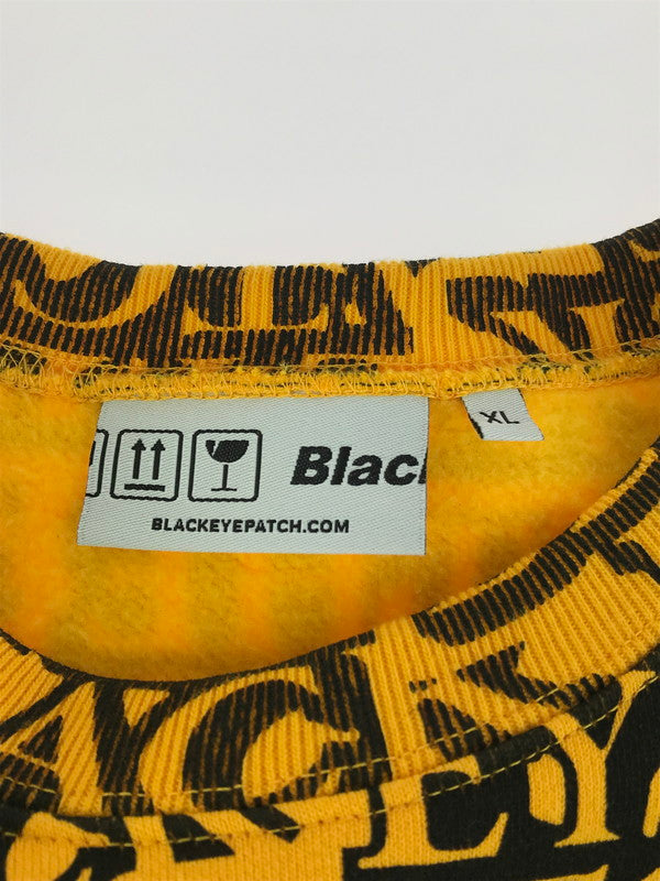 【中古美品】【メンズ】 BLACK EYE PATCH ブラック アイ パッチ 20AW STICKER COVERED CREW SWEAT ステッカー カバード クルーネック スウェット トレーナー トップス 142-251128-rt-12-tag サイズ：XL カラー：イエロー 万代Net店
