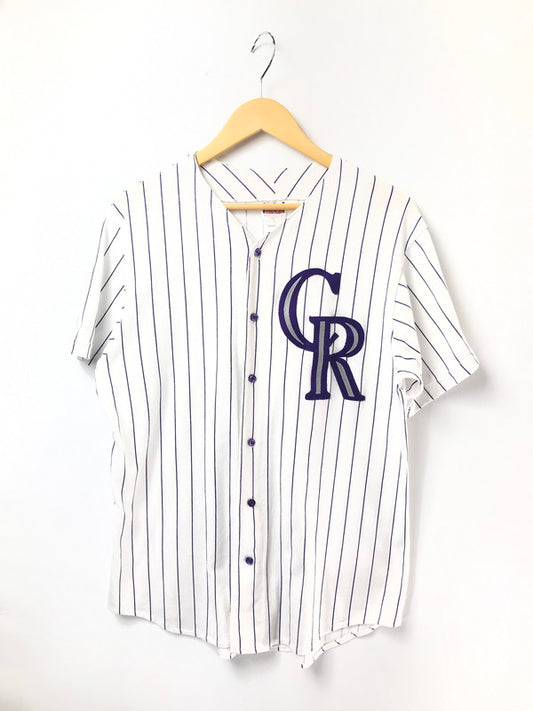 【中古品】【メンズ】 OFF THE BENCH オフ ザ ベンチ 90's COLORADO ROCKIES BASEBALL SHIRT コロラド ルーキーズ ベースボール シャツ トップス 146-260510-rt-20-tag サイズ：L カラー：ホワイト 万代Net店