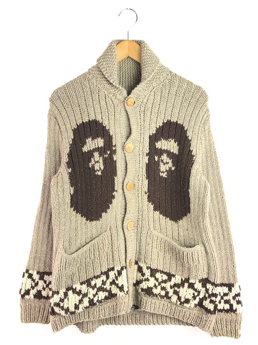【現状渡し品】【メンズ】 A BATHING APE アベイシングエイプ BAPE COWICHAN KNIT CARDIGAN 001KN0301001X ベイプ カウチン ニット カーディガン 142-251202-na-04-tag サイズ：M カラー：ベージュ 万代Net店