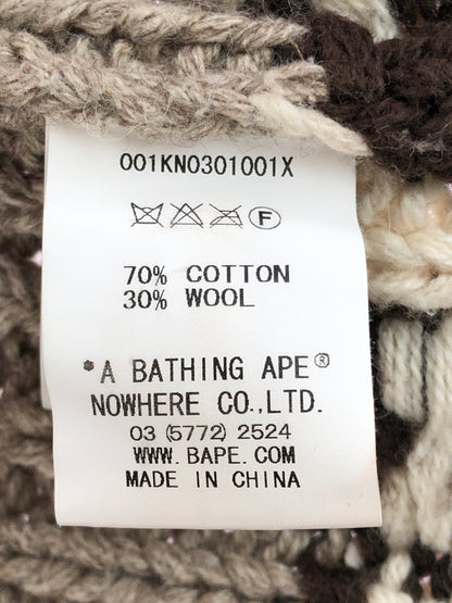 【現状渡し品】【メンズ】 BAPE COWICHAN KNIT CARDIGAN 001KN0301001X ベイプ カウチン ニット カーディガン 142-251202-na-04-tag サイズ：M カラー：ベージュ 万代Net店