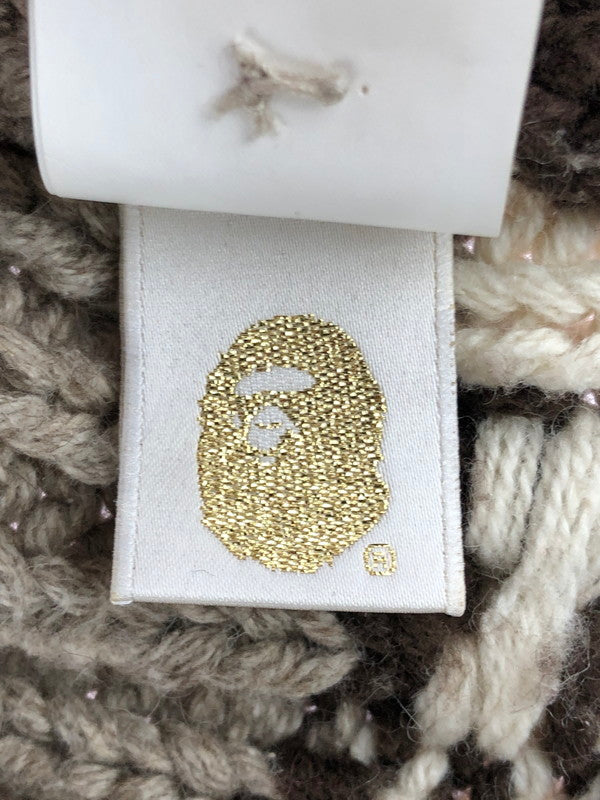 【現状渡し品】【メンズ】 BAPE COWICHAN KNIT CARDIGAN 001KN0301001X ベイプ カウチン ニット カーディガン 142-251202-na-04-tag サイズ：M カラー：ベージュ 万代Net店