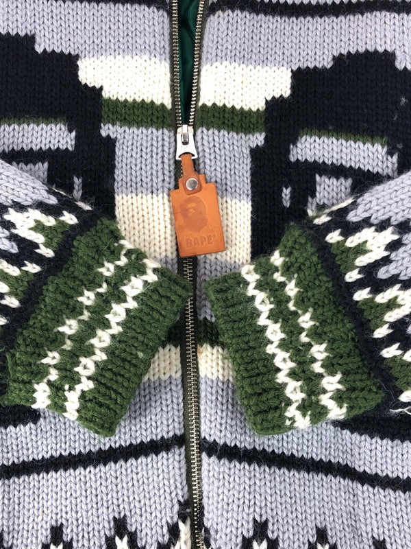 【現状渡し品】【メンズ】 BAPE COWICHAN KNIT JACKET 001KN9601602 ベイプ カウチン ニット ジャケット アウター 142-251202-na-05-tag サイズ：M カラー：マルチカラー 万代Net店