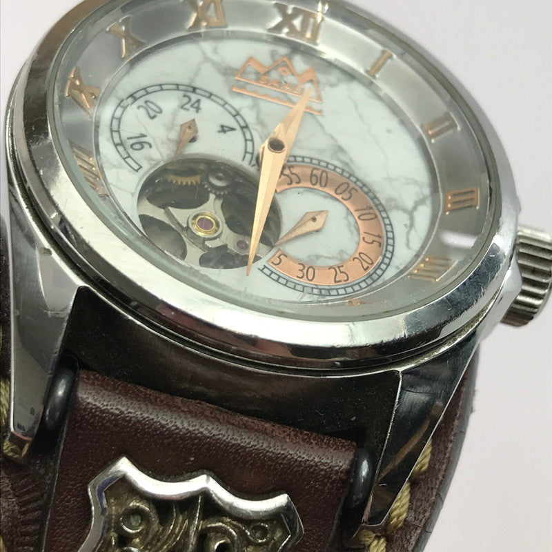 【中古品】【メンズ】 SAAD サード ホワイトハウライト文字盤 オートマチック 腕時計 197-251206-na-09-tag カラー：ブラウン 万代Net店