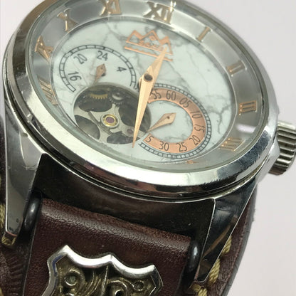 【中古品】【メンズ】 SAAD サード ホワイトハウライト文字盤 オートマチック 腕時計 197-251206-na-09-tag カラー：ブラウン 万代Net店