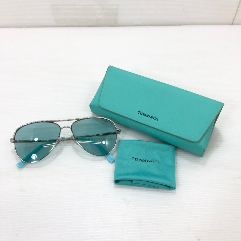 【中古品】【メンズ】 TIFFANY&Co. ティファニー ティアドロップ サングラス TF3062 アイウェア アクセサリー 203-251205-na-16-tag サイズ：57□13 140 カラー：シルバー/ブルー 万代Net店