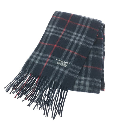 【中古品】【レディース】 BURBERRY バーバリー CASHMERE MUFFLER カシミヤ マフラー 208-260630-na-11-tagh カラー：ネイビー系 万代Net店