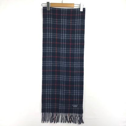 【中古品】【レディース】 BURBERRY バーバリー CASHMERE MUFFLER カシミヤ マフラー 208-260630-na-11-tagh カラー：ネイビー系 万代Net店