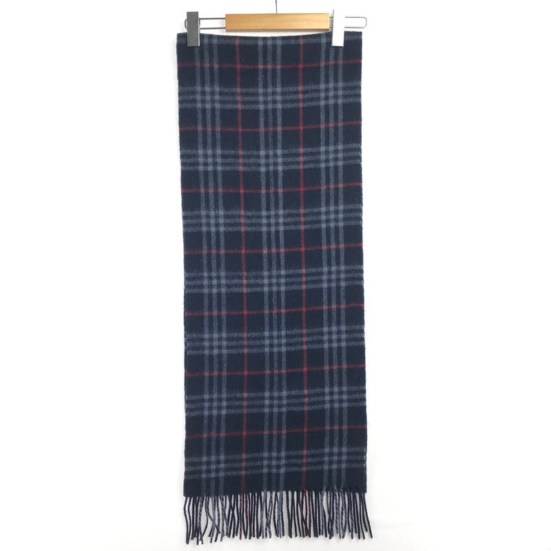 【中古品】【レディース】 BURBERRY バーバリー CASHMERE MUFFLER カシミヤ マフラー 208-260630-na-11-tagh カラー：ネイビー系 万代Net店