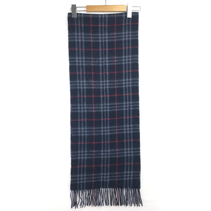 【中古品】【レディース】 BURBERRY バーバリー CASHMERE MUFFLER カシミヤ マフラー 208-260630-na-11-tagh カラー：ネイビー系 万代Net店