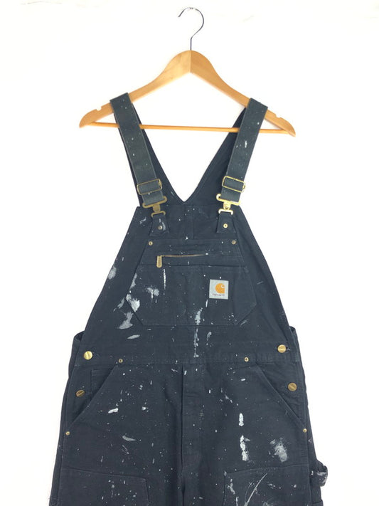 【中古品】【メンズ】 Carhartt カーハート 00’S PAINT DOUBLE KNEE DUCK OVERALLS R19 BLK 00年代 ペイント ダブル ニー ダック オーバーオール 157-251202-na-02-tag サイズ：32×30 カラー：ブラック 万代Net店