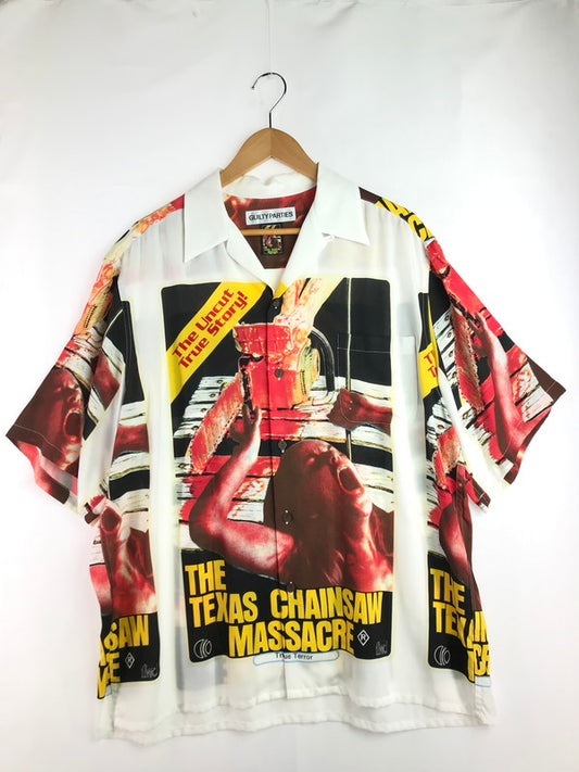 【中古品】【メンズ】 WACKO MARIA ワコマリア × 映画「悪魔のいけにえ」コラボ THE TEXAS CHAINSAW MASSACRE HAWAIIAN S/S SHIRT 悪魔のいけにえ ハワイアン シャツ 142-251203-rt-16-tag サイズ：XL カラー：ホワイト 万代Net店