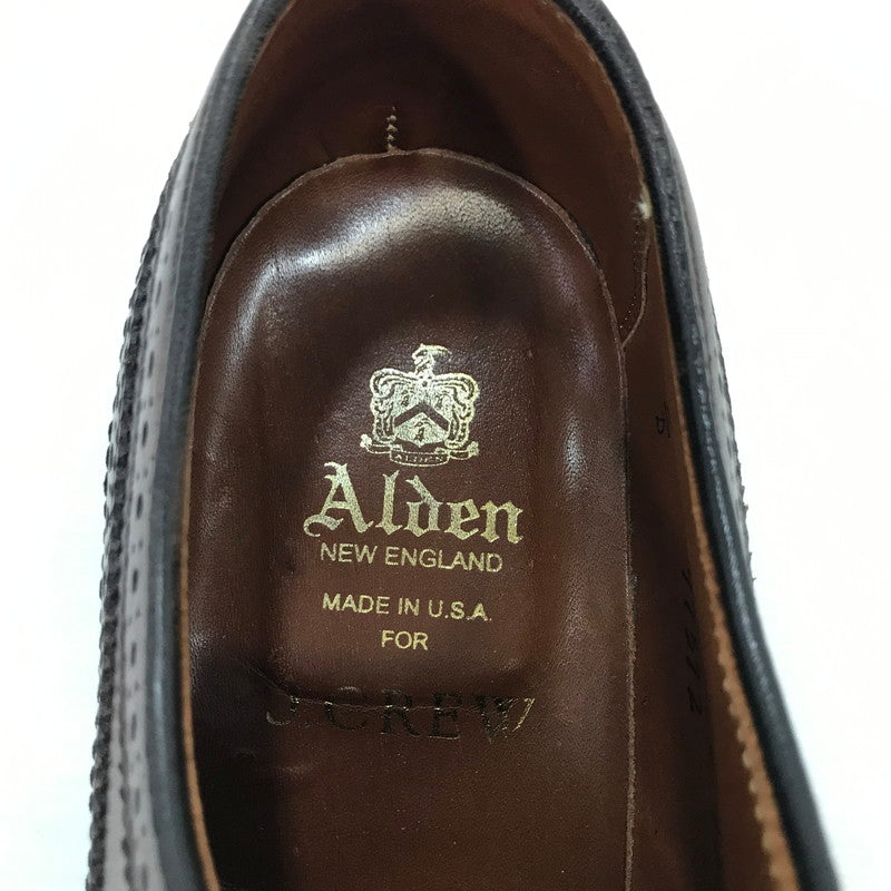 【中古品】【メンズ】 ALDEN オールデン × J.CREW ジェイ クルー CALFSKIN LONG WING BLUCHER DARK BROWN 97572 カーフスキン ロングウィング ブルーチャー USA製 靴 164-251205-rt-13-tag サイズ：US 8 1/2 カラー：ダークブラウン 万代Net店