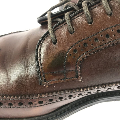 【中古品】【メンズ】 ALDEN オールデン × J.CREW ジェイ クルー CALFSKIN LONG WING BLUCHER DARK BROWN 97572 カーフスキン ロングウィング ブルーチャー USA製 靴 164-251205-rt-13-tag サイズ：US 8 1/2 カラー：ダークブラウン 万代Net店