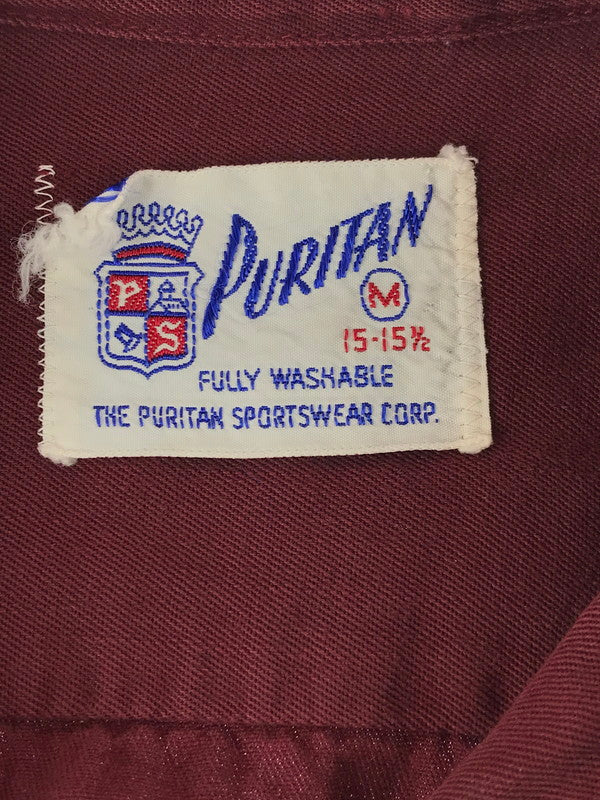【中古品】【メンズ】 PURITAN ピューリタン 50’s CESARE BATTISTI M.B.A. OPEN COLLAR L/S SHIRT オープンカラー ロングスリーブ シャツ 開襟シャツ トップス 146-251203-rt-15-tag サイズ：M カラー：バーガンディー 万代Net店