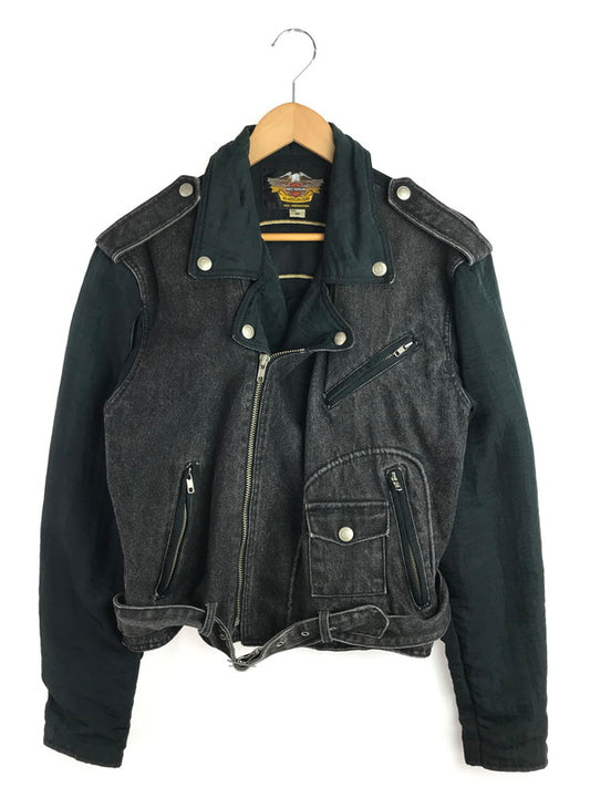 【中古品】【メンズ】 HARLEY DAVIDSON ハーレーダビッドソン BLACK DENIM NYLON RIDERS JACKET ブラックデニム ナイロン ライダース ジャケット アウター 146-251204-rt-20-tag サイズ：M カラー：ブラック 万代Net店