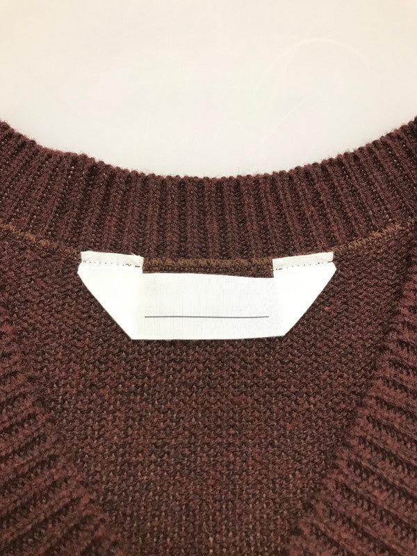【中古品】【メンズ】 NONSAPIENS V NECK DAMAGE KNIT BROWN ノンサピエンス Vネック ダメージニット トップス 140-251213-rt-14-tag サイズ：2 カラー：ブラウン 万代Net店