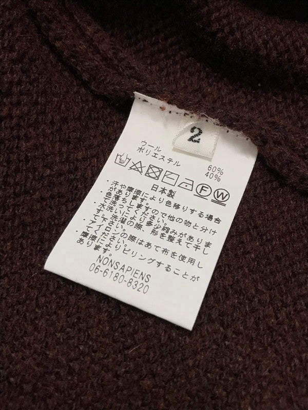 【中古品】【メンズ】 NONSAPIENS V NECK DAMAGE KNIT BROWN ノンサピエンス Vネック ダメージニット トップス 140-251213-rt-14-tag サイズ：2 カラー：ブラウン 万代Net店