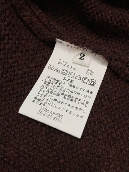 【中古品】【メンズ】 NONSAPIENS V NECK DAMAGE KNIT BROWN ノンサピエンス Vネック ダメージニット トップス 140-251213-rt-14-tag サイズ：2 カラー：ブラウン 万代Net店