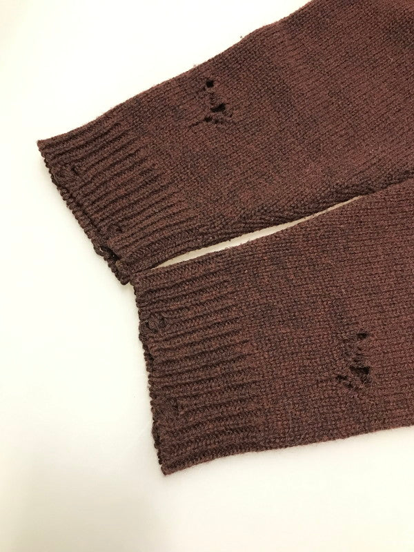 【中古品】【メンズ】 NONSAPIENS V NECK DAMAGE KNIT BROWN ノンサピエンス Vネック ダメージニット トップス 140-251213-rt-14-tag サイズ：2 カラー：ブラウン 万代Net店