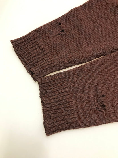 【中古品】【メンズ】 NONSAPIENS V NECK DAMAGE KNIT BROWN ノンサピエンス Vネック ダメージニット トップス 140-251213-rt-14-tag サイズ：2 カラー：ブラウン 万代Net店