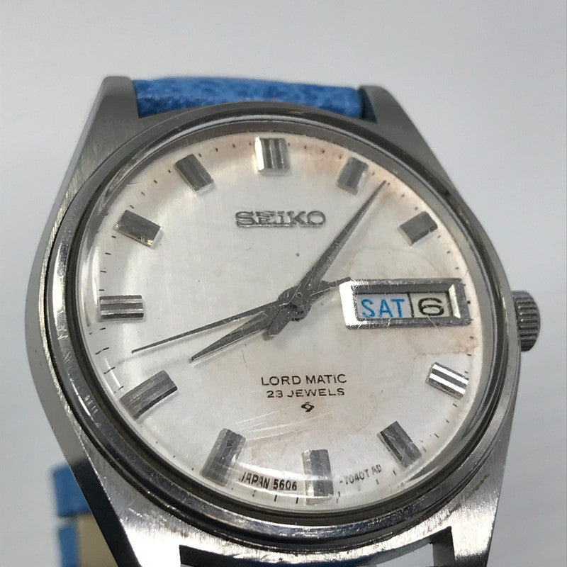 【現状渡し品】【メンズ】 SEIKO セイコー 23石 LORD MATIC 5606-7040 ロードマチック デイデイト 腕時計 197-251209-na-05-tag カラー：ブルー/シルバー 万代Net店