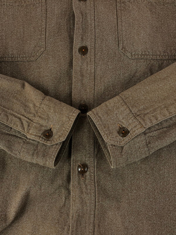 【中古品】【メンズ】 Buzz Rickson's バズリクソンズ COTTON COVERT WORK SHIRT BROWN BR26082 コットン カバート ワークシャツ 長袖シャツ トップス 145-251208-rt-14-tag サイズ：15-15 1/2 カラー：ブラウン 万代Net店