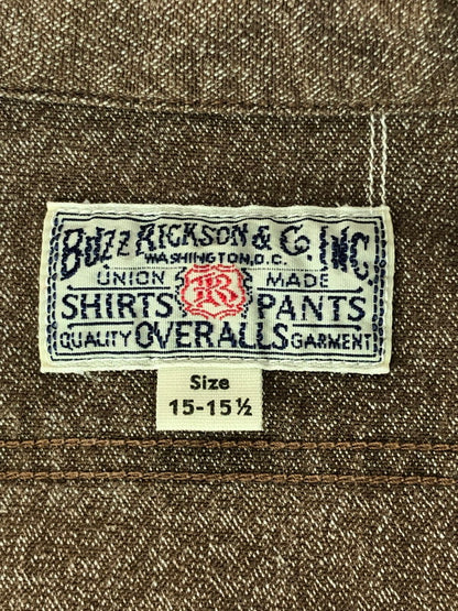 【中古品】【メンズ】 Buzz Rickson's バズリクソンズ COTTON COVERT WORK SHIRT BROWN BR26082 コットン カバート ワークシャツ 長袖シャツ トップス 145-251208-rt-14-tag サイズ：15-15 1/2 カラー：ブラウン 万代Net店