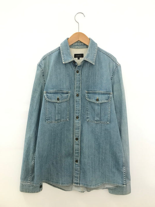 【中古品】【メンズ】 A.P.C. アーペーセー L/S DENIM WORK SHIRT ロングスリーブ デニム ワーク シャツ トップス 141-251213-rt-16-tag サイズ：M カラー：ライトブルー 万代Net店