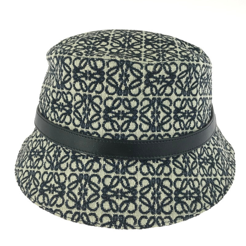 【中古品】【レディース】 LOEWE ロエベ アナグラム バケットハット K820HB1X07 ジャカード カーフ スペイン製 帽子 183-251212-yy-02-tag サイズ：57 カラー：ネイビー/ブラック 万代Net店