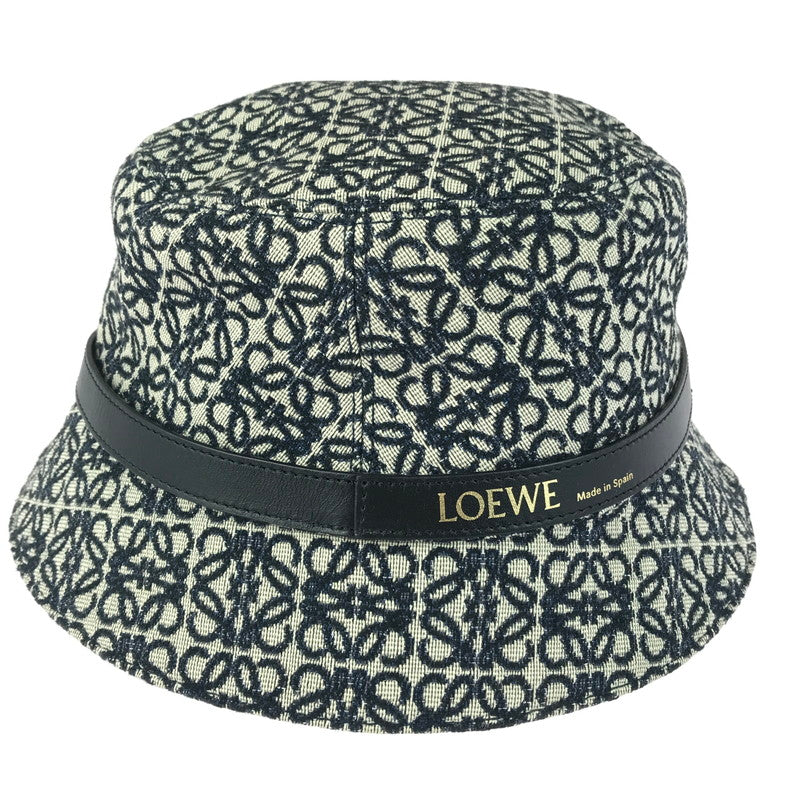 【中古品】【レディース】 LOEWE ロエベ アナグラム バケットハット K820HB1X07 ジャカード カーフ スペイン製 帽子 183-251212-yy-02-tag サイズ：57 カラー：ネイビー/ブラック 万代Net店