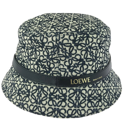 【中古品】【レディース】 LOEWE ロエベ アナグラム バケットハット K820HB1X07 ジャカード カーフ スペイン製 帽子 183-251212-yy-02-tag サイズ：57 カラー：ネイビー/ブラック 万代Net店