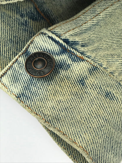 【中古品】【メンズ】 BALENCIAGA バレンシアガ BACK LOGO CRUSH DENIM JACKET 557351 バックロゴ クラッシュ デニムジャケット 141-251211-rt-10-tag サイズ：46 カラー：ライトインディゴ 万代Net店