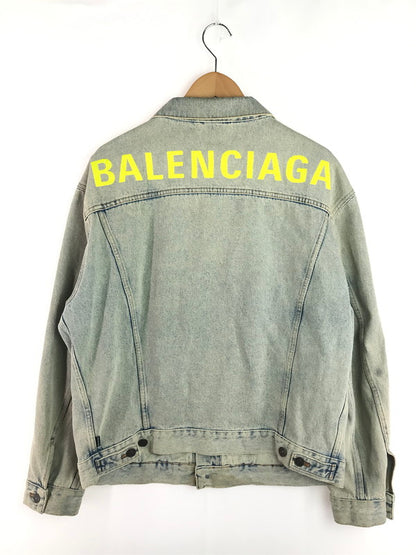 【中古品】【メンズ】 BALENCIAGA バレンシアガ BACK LOGO CRUSH DENIM JACKET 557351 バックロゴ クラッシュ デニムジャケット 141-251211-rt-10-tag サイズ：46 カラー：ライトインディゴ 万代Net店