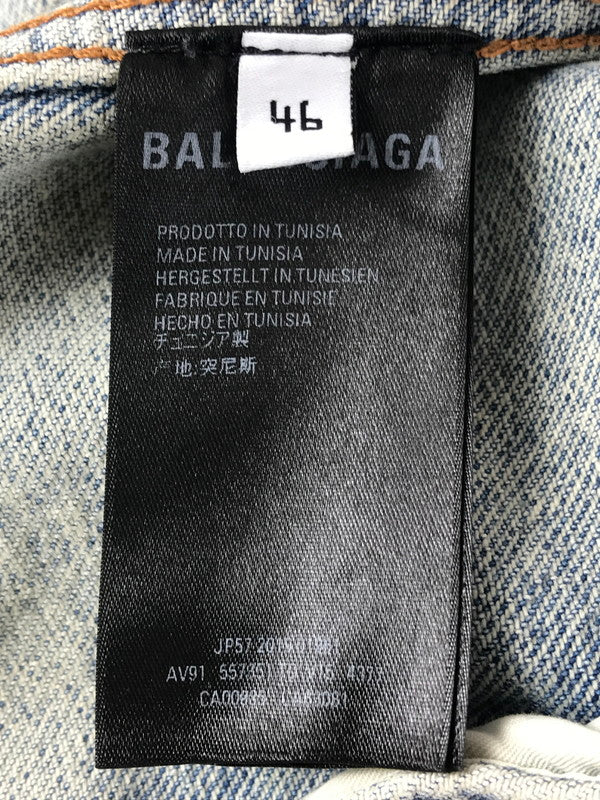 【中古品】【メンズ】 BALENCIAGA バレンシアガ BACK LOGO CRUSH DENIM JACKET 557351 バックロゴ クラッシュ デニムジャケット 141-251211-rt-10-tag サイズ：46 カラー：ライトインディゴ 万代Net店
