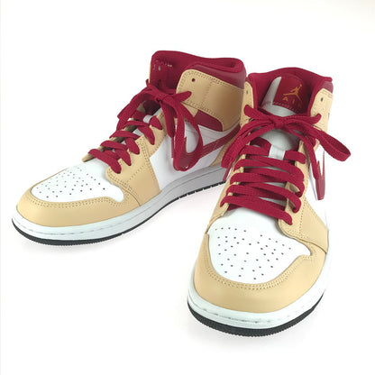 【中古美品】【メンズ】 NIKE ナイキ AIR JORDAN １ MID BEIGE CARDINAL RED 554724-201 エアジョーダン1 ミッド スニーカー 靴 160-251211-rt-11-tag サイズ：27cm US 9 カラー：BEIGE/CARDINAL RED 万代Net店