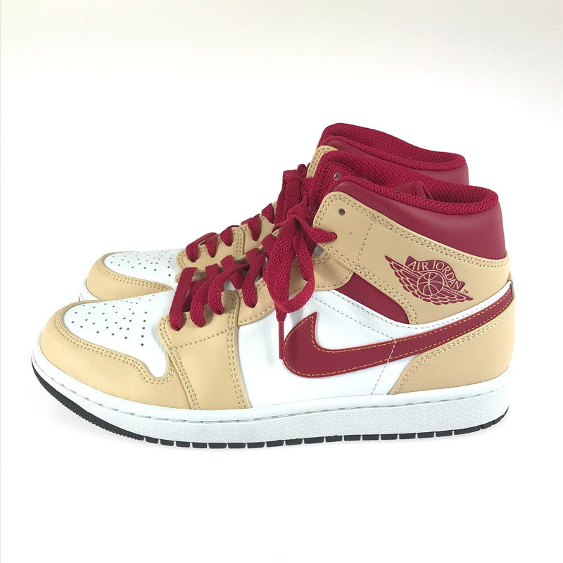 【中古美品】【メンズ】 NIKE ナイキ AIR JORDAN １ MID BEIGE CARDINAL RED 554724-201 エアジョーダン1 ミッド スニーカー 靴 160-251211-rt-11-tag サイズ：27cm US 9 カラー：BEIGE/CARDINAL RED 万代Net店