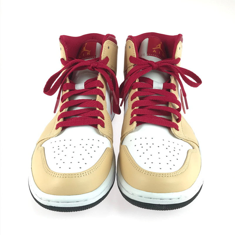 【中古美品】【メンズ】 NIKE ナイキ AIR JORDAN １ MID BEIGE CARDINAL RED 554724-201 エアジョーダン1 ミッド スニーカー 靴 160-251211-rt-11-tag サイズ：27cm US 9 カラー：BEIGE/CARDINAL RED 万代Net店