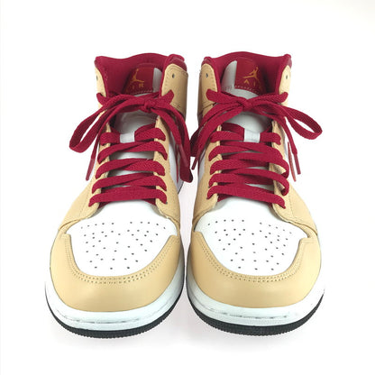 【中古美品】【メンズ】 NIKE ナイキ AIR JORDAN １ MID BEIGE CARDINAL RED 554724-201 エアジョーダン1 ミッド スニーカー 靴 160-251211-rt-11-tag サイズ：27cm US 9 カラー：BEIGE/CARDINAL RED 万代Net店