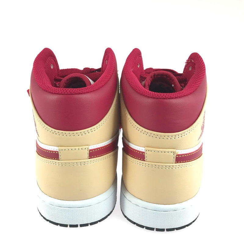 【中古美品】【メンズ】 NIKE ナイキ AIR JORDAN １ MID BEIGE CARDINAL RED 554724-201 エアジョーダン1 ミッド スニーカー 靴 160-251211-rt-11-tag サイズ：27cm US 9 カラー：BEIGE/CARDINAL RED 万代Net店