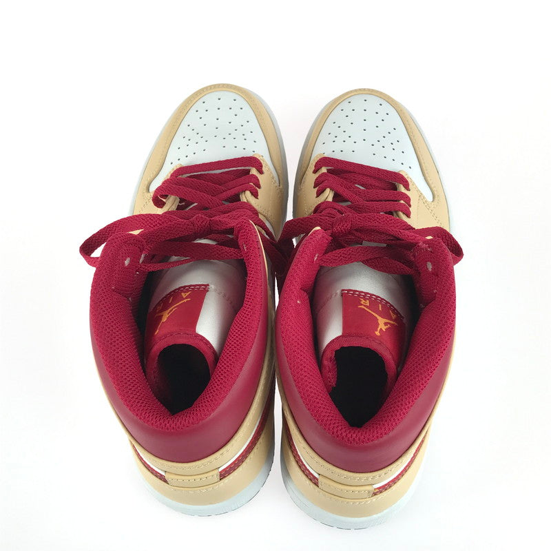 【中古美品】【メンズ】 NIKE ナイキ AIR JORDAN １ MID BEIGE CARDINAL RED 554724-201 エアジョーダン1 ミッド スニーカー 靴 160-251211-rt-11-tag サイズ：27cm US 9 カラー：BEIGE/CARDINAL RED 万代Net店
